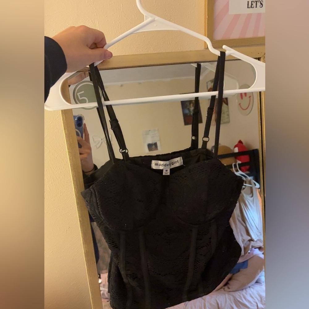 Black Lace Bustier Top